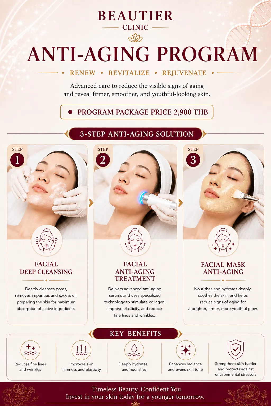 Anti-Aging Program — โปรแกรมดูแลผิวหน้า 3 ขั้นตอน เพื่อการดูแลผิวอย่างเป็นลำดับ
