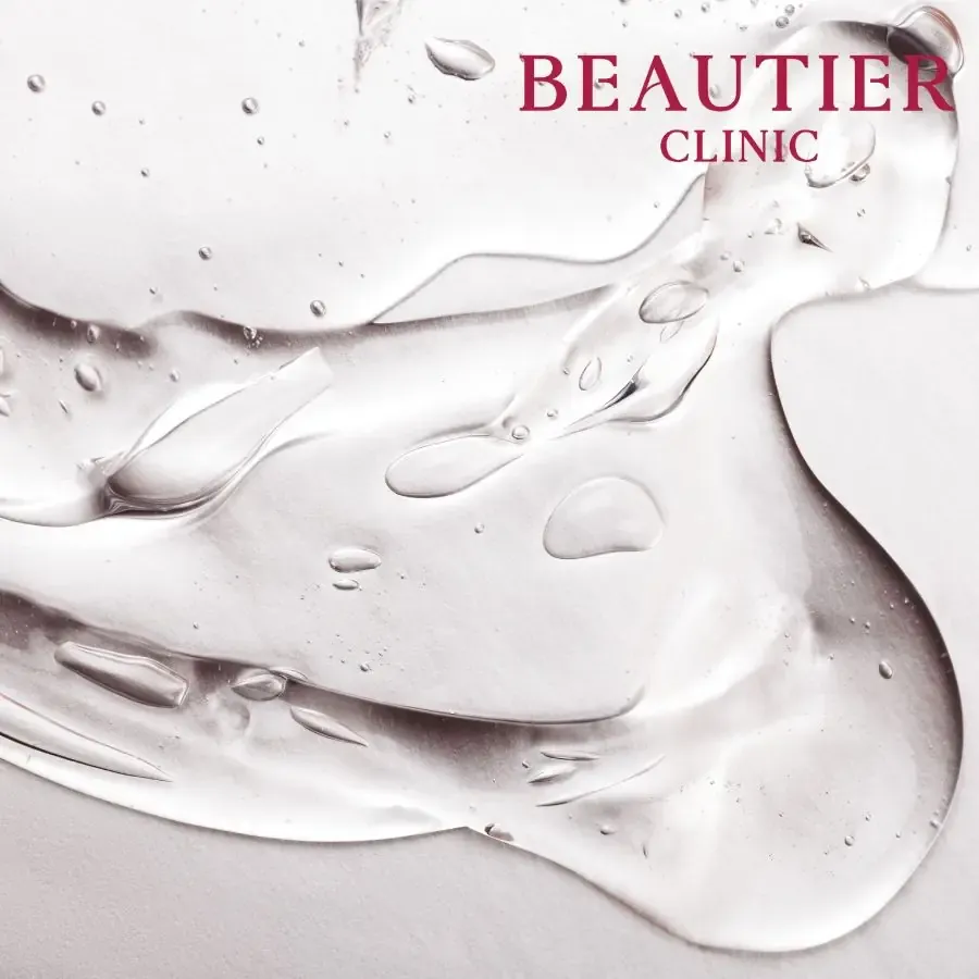 เนื้อเจลใสสื่อถึง Hyaluronic Acid Filler สำหรับการออกแบบรูปหน้า