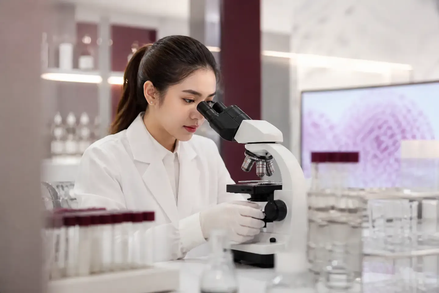 นักวิทยาศาสตร์หญิงไทยศึกษาข้อมูล NK Cells ด้วยกล้องจุลทรรศน์