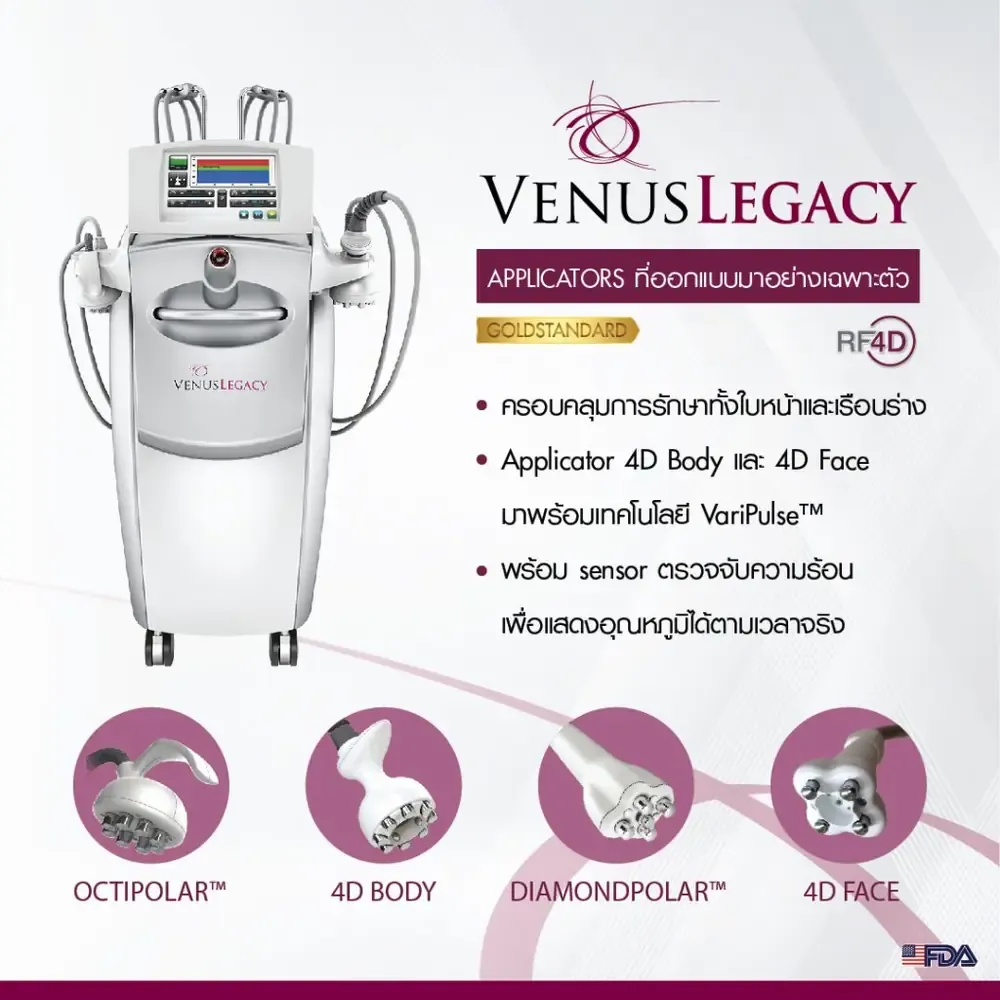 เครื่อง Venus Legacy พร้อมหัวอุปกรณ์สำหรับใบหน้าและร่างกายที่ Beautier Clinic