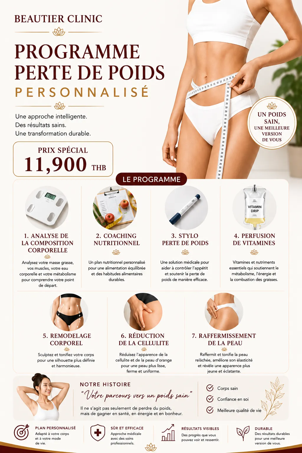 Weight Loss Program — Un programme de gestion du poids et de la silhouette comprenant sept éléments.